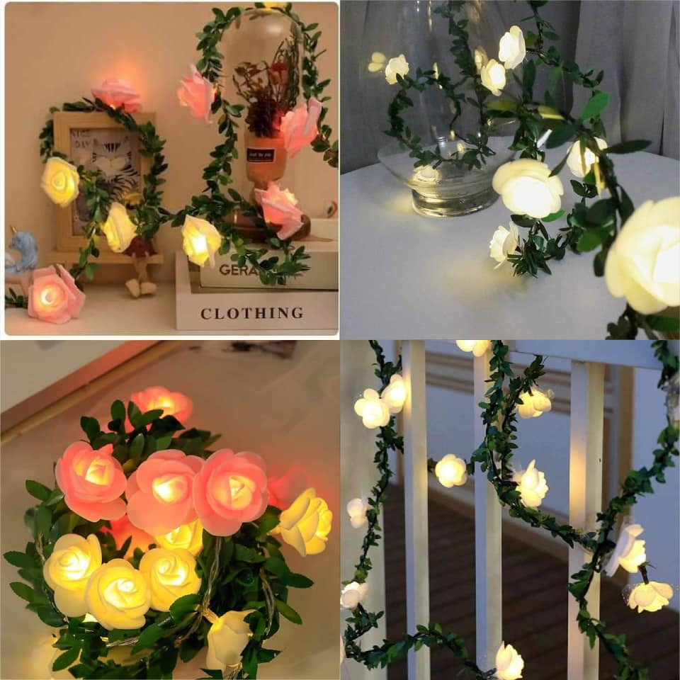 Rose Garland Fairy Lights with Leaf String