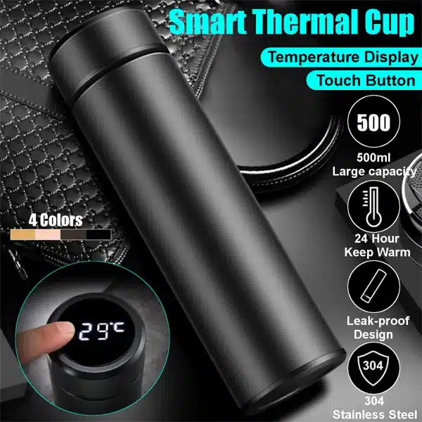 Smart Portable Flax With LED Temperature Monitor